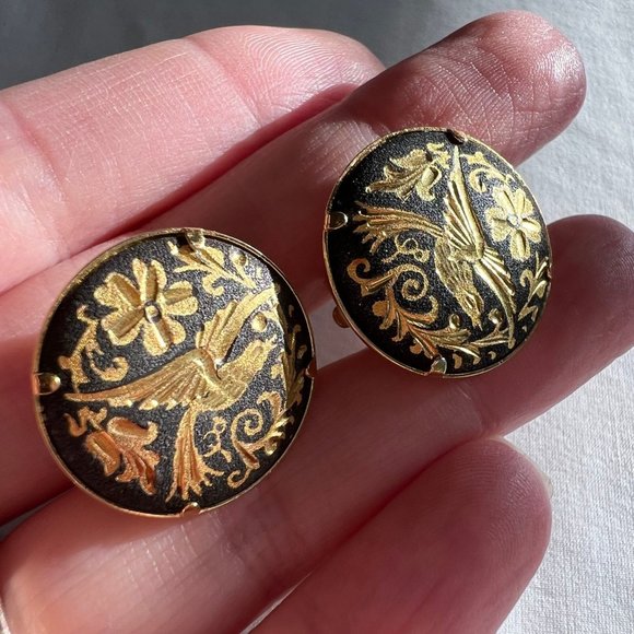 Amber Dome Vintage Earrings (Clip-ons)